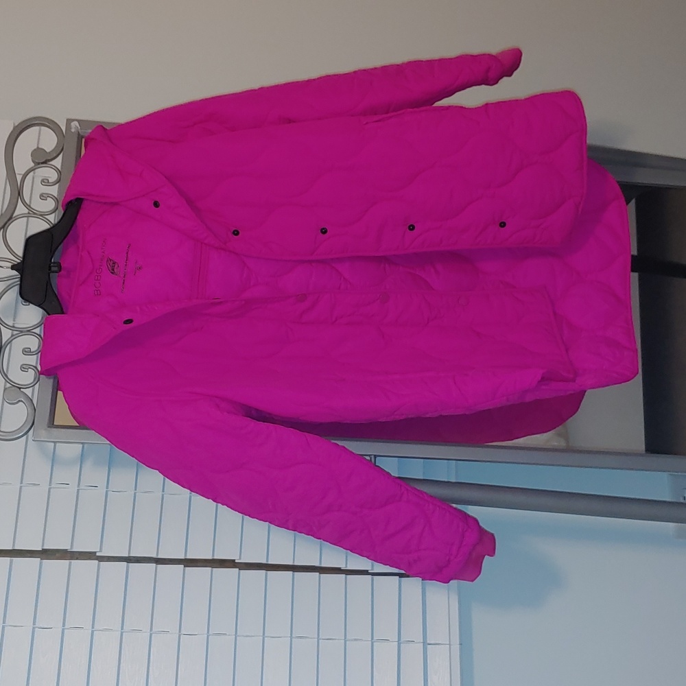 BCBG  bcbgeneration hot pink feather free coat